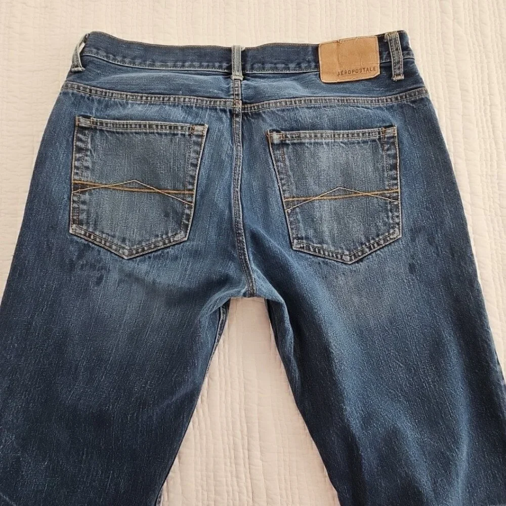 Aeropostale Jeans Men's 34x32 Med Wash Straight Leg LXPZCH24 Classic 100% Cotton